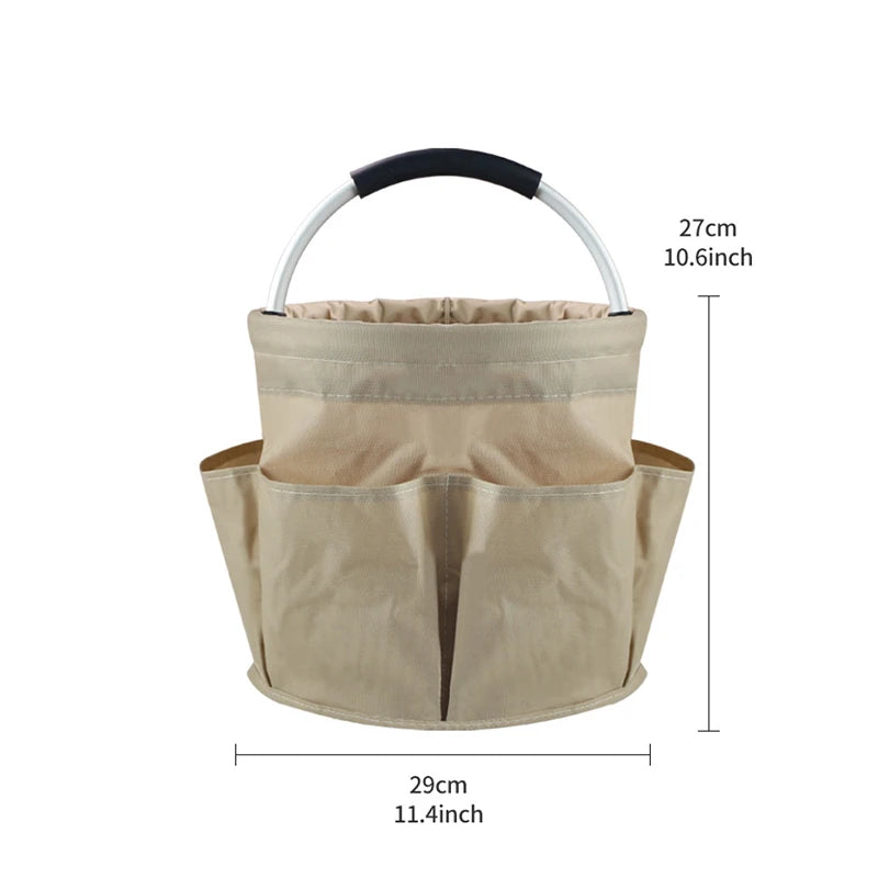 17L Portable Garden Tool Storage Basket Large Capacity Multiple Pocket Folding Basket Outdoor Picnic Hand Basket Beach Bag