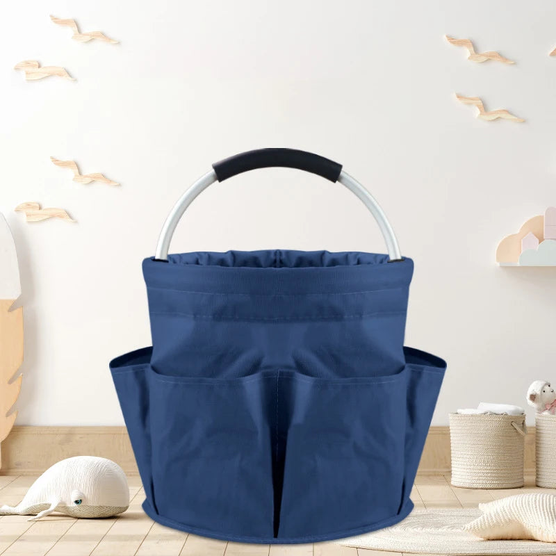 17L Portable Garden Tool Storage Basket Large Capacity Multiple Pocket Folding Basket Outdoor Picnic Hand Basket Beach Bag