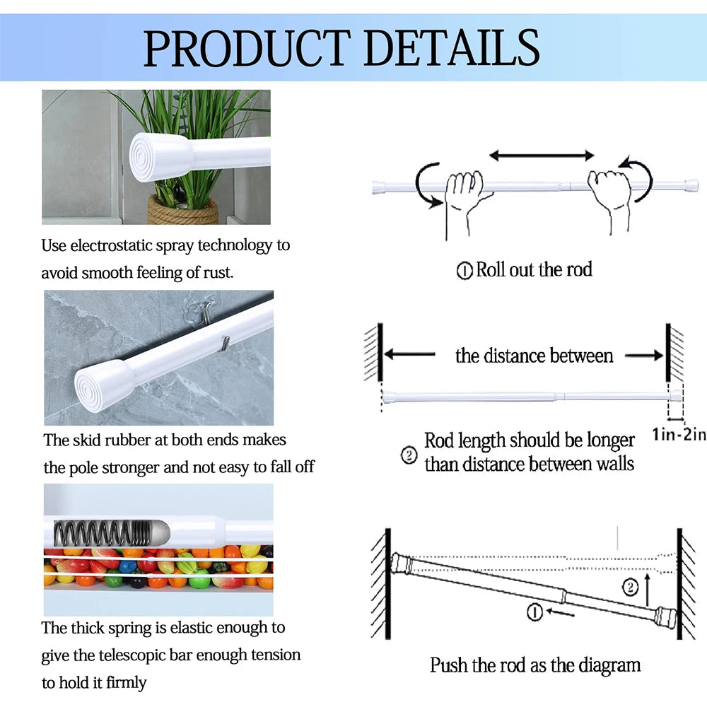 Spring Tension Curtain Rods No Drill