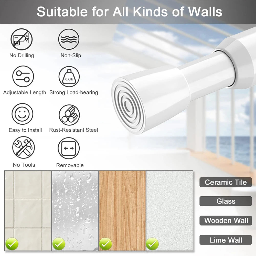 Spring Tension Curtain Rods No Drill